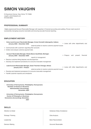 account receivable manager resume examples