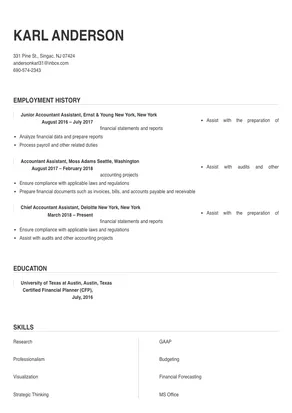 accounting assistant resume description