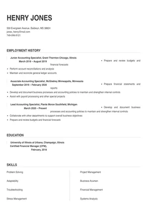 accounting specialist resume examples