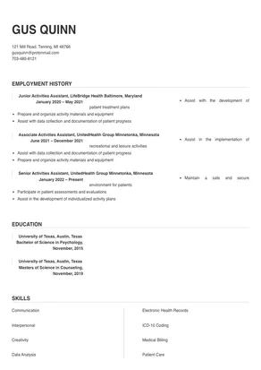 resume objective for nursing home activities assistant