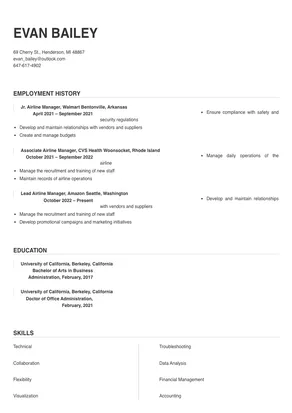 Airline Manager Resume Sample & Tips | Online Resume Builder