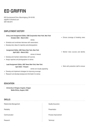cv for assignment editor