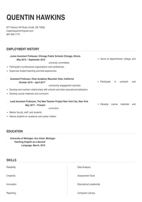 resume format for assistant professor pdf