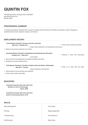 cover letter example beauty therapist