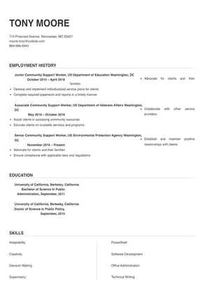 community support worker resume examples