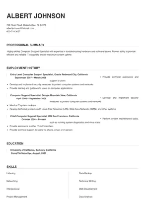 computer specialist job description for resume