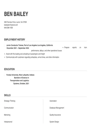 cover letter for conductor trainee