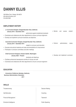 Curriculum Designer Resume Sample & Tips | Online Resume Builder