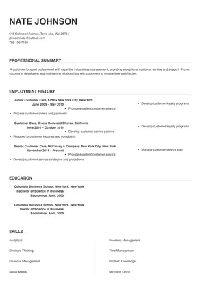 customer care resume introduction