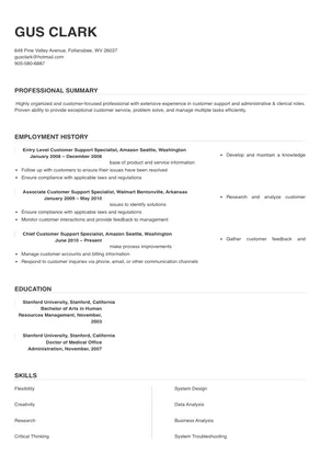 client support specialist resume