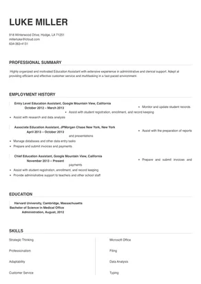 educational assistant resume samples canada