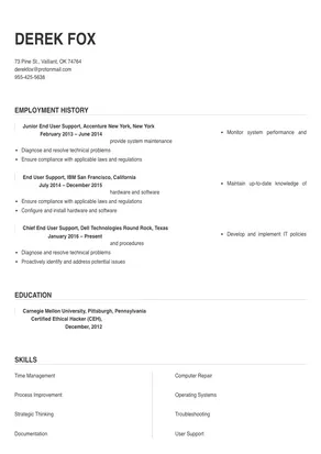 end user support specialist resume