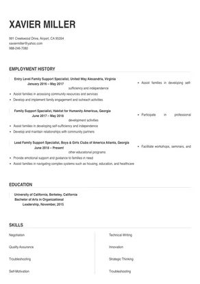 cover letter for family support specialist