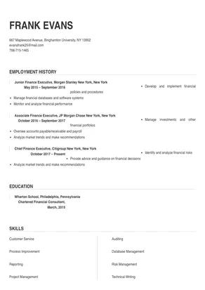 cover letter for resume finance executive