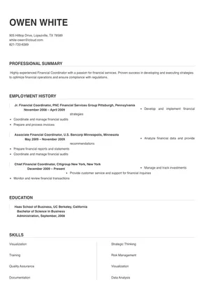 cover letter of finance coordinator