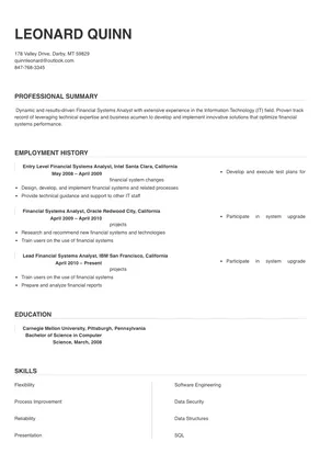 Financial Systems Analyst Resume Sample & Tips | Online Resume Builder