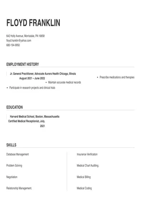general practitioner resume examples