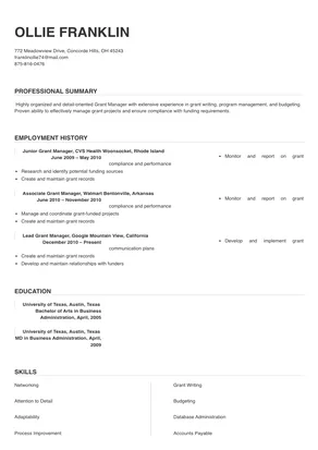 grant manager resume examples