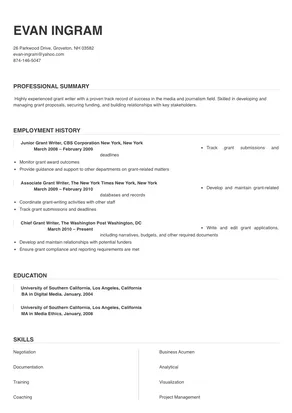 grant writer resume