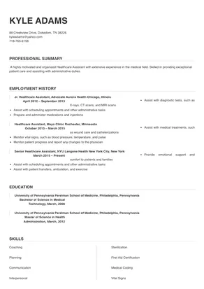 health care assistant resume sample