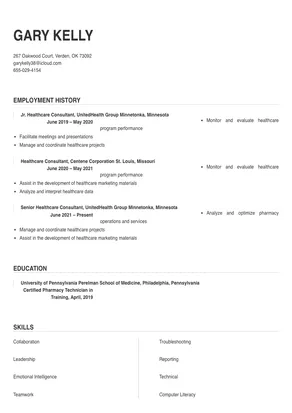 healthcare consultant resume examples