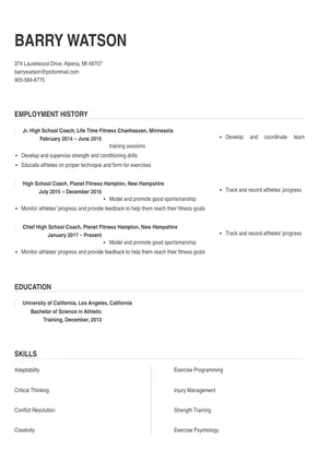high school coaching resume template