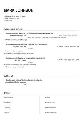 home health nurse job description for resume