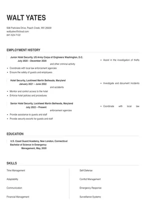 hotel security job cover letter
