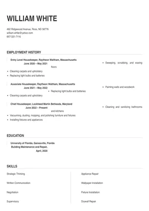 how to write a housekeeping resume with no experience