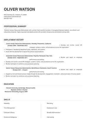 human resources administrator resume format