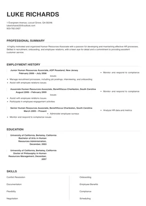 human resources associate resume job description