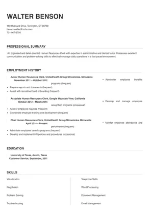 human resources clerk cover letter
