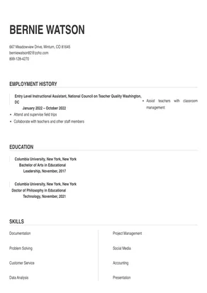 instructional assistant job description for resume