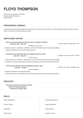 Insurance Defense Attorney Resume Sample & Tips 