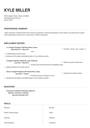 it support engineer resume download