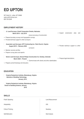 example of land surveyor cover letter