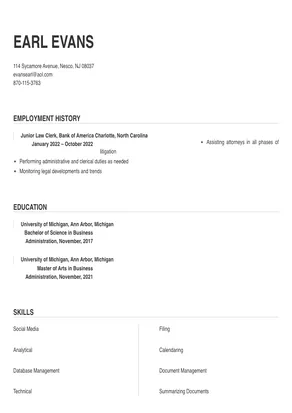 law clerk job description for resume