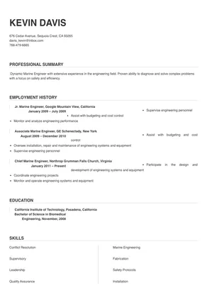 marine engineer cover letter examples
