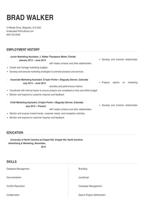 marketing assistant responsibilities for resume
