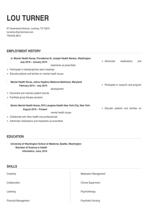 mental health nurse resume and cover letter