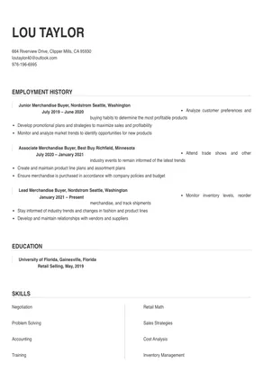 Merchandise Buyer Resume Sample & Tips | Online Resume Builder