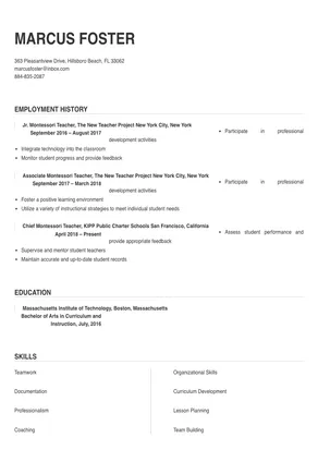 montessori teacher job application letter