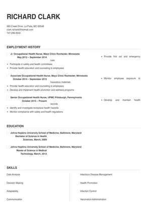 cover letter for occupational health nurse