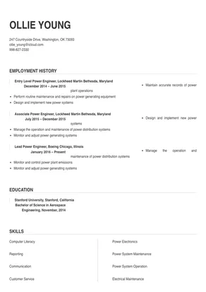 Power Engineer Resume Sample & Tips | Online Resume Builder