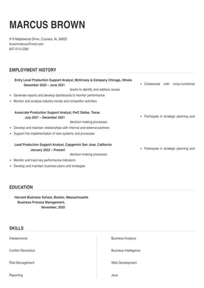 production support analyst resume sample