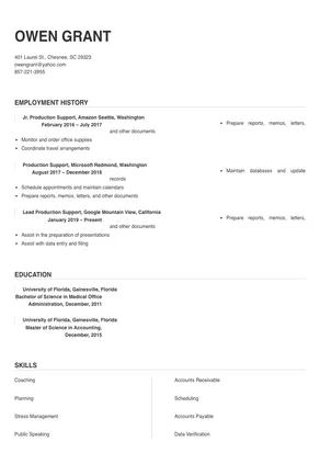 production support resume sample