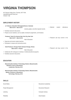 College Professor Resume Example & Writing Guide ·