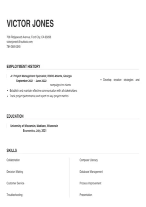 project management specialist resume