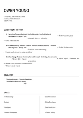 psychology research assistant resume cover letter