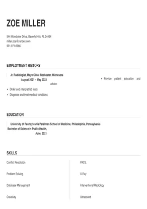 professional summary for resume radiologist